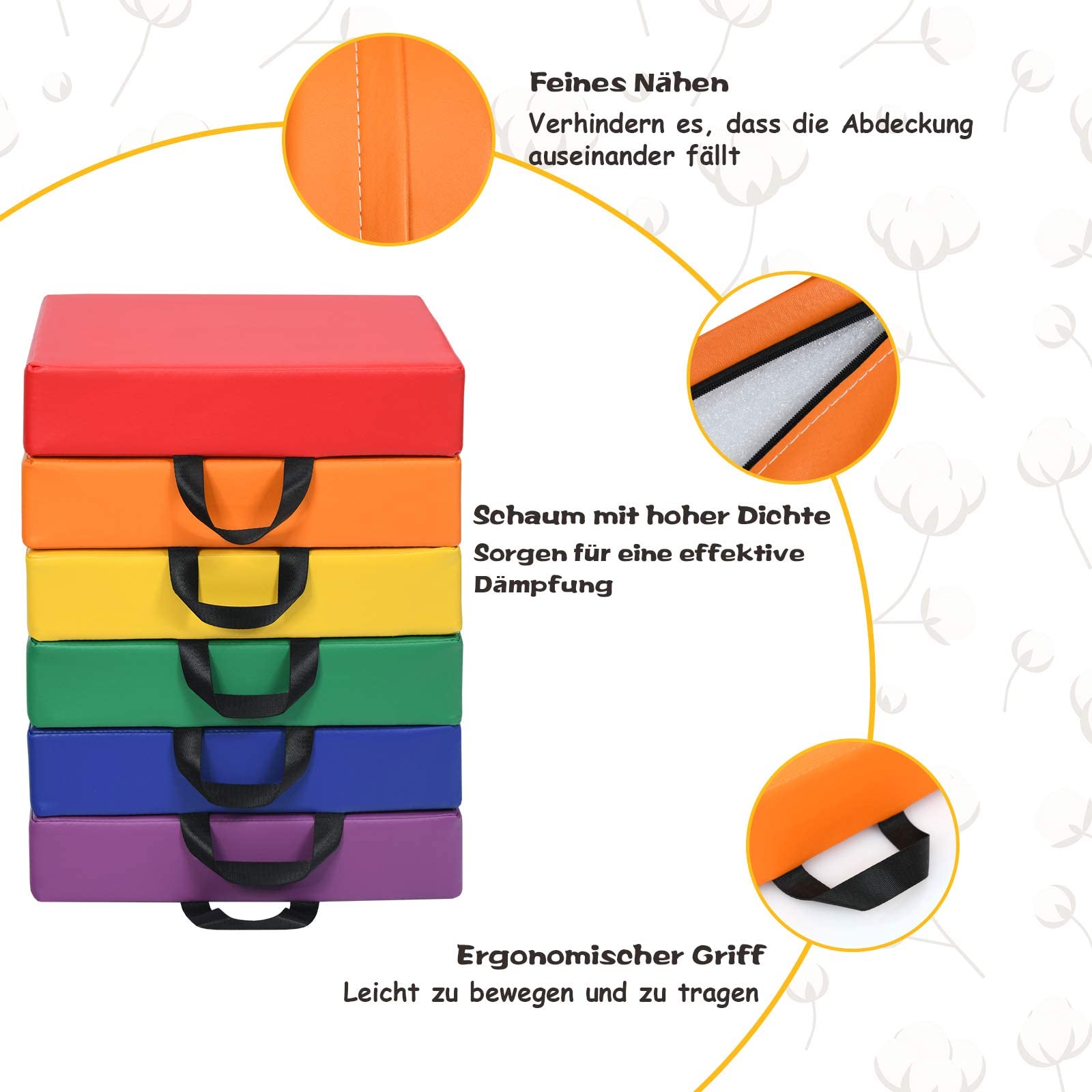 FANTASK Set di 6 cuscini per bambini, impermeabili e resistenti all'usura, per la cameretta dei bambini