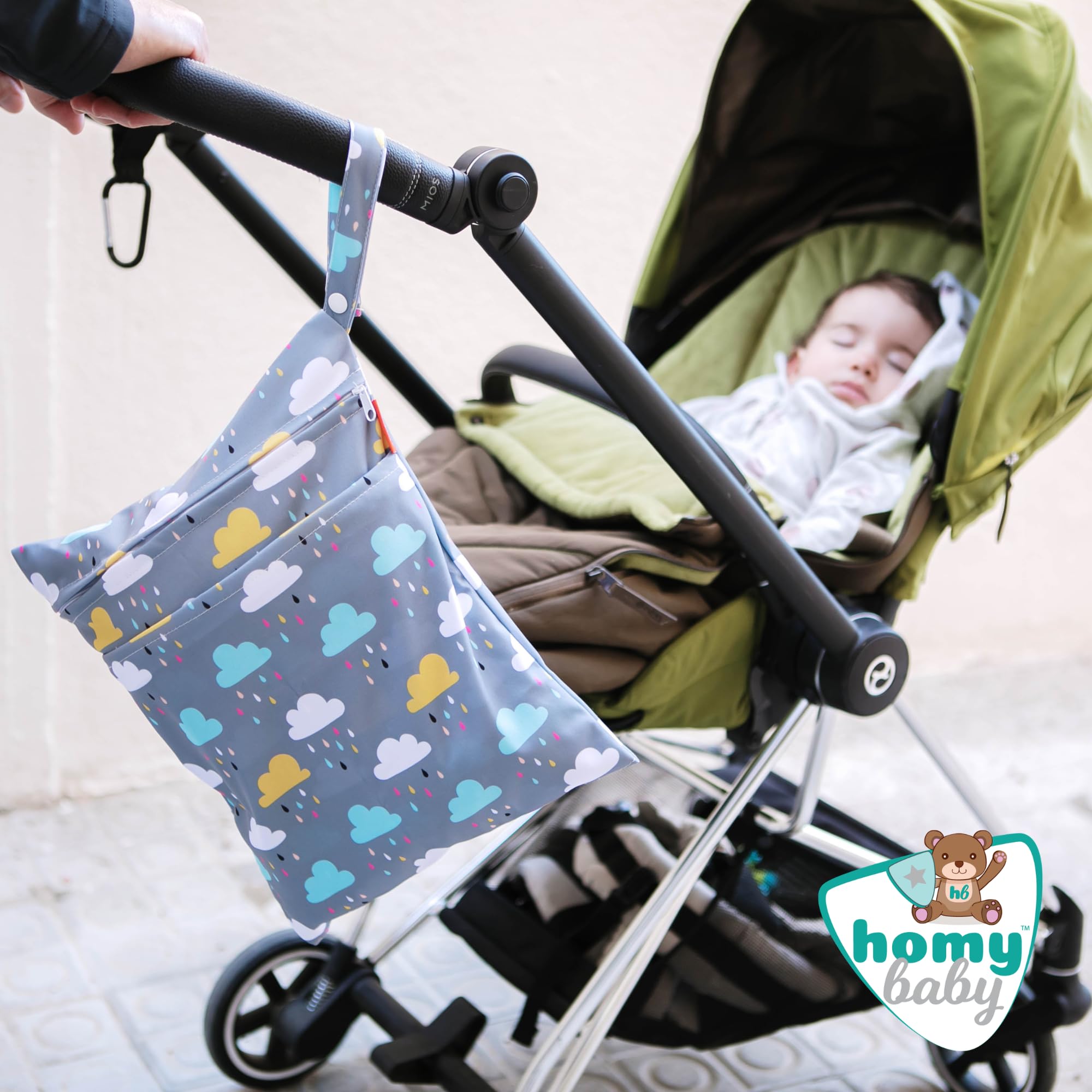 HOMYBABY® [x2 Sac Couches Lavables - pour vêtements de crèche/école - Sac à Maillots mouillé Plage/Piscine - Trousse Couche bébé - Sacs de Voyage en Tissu imperméable [33x28cm]