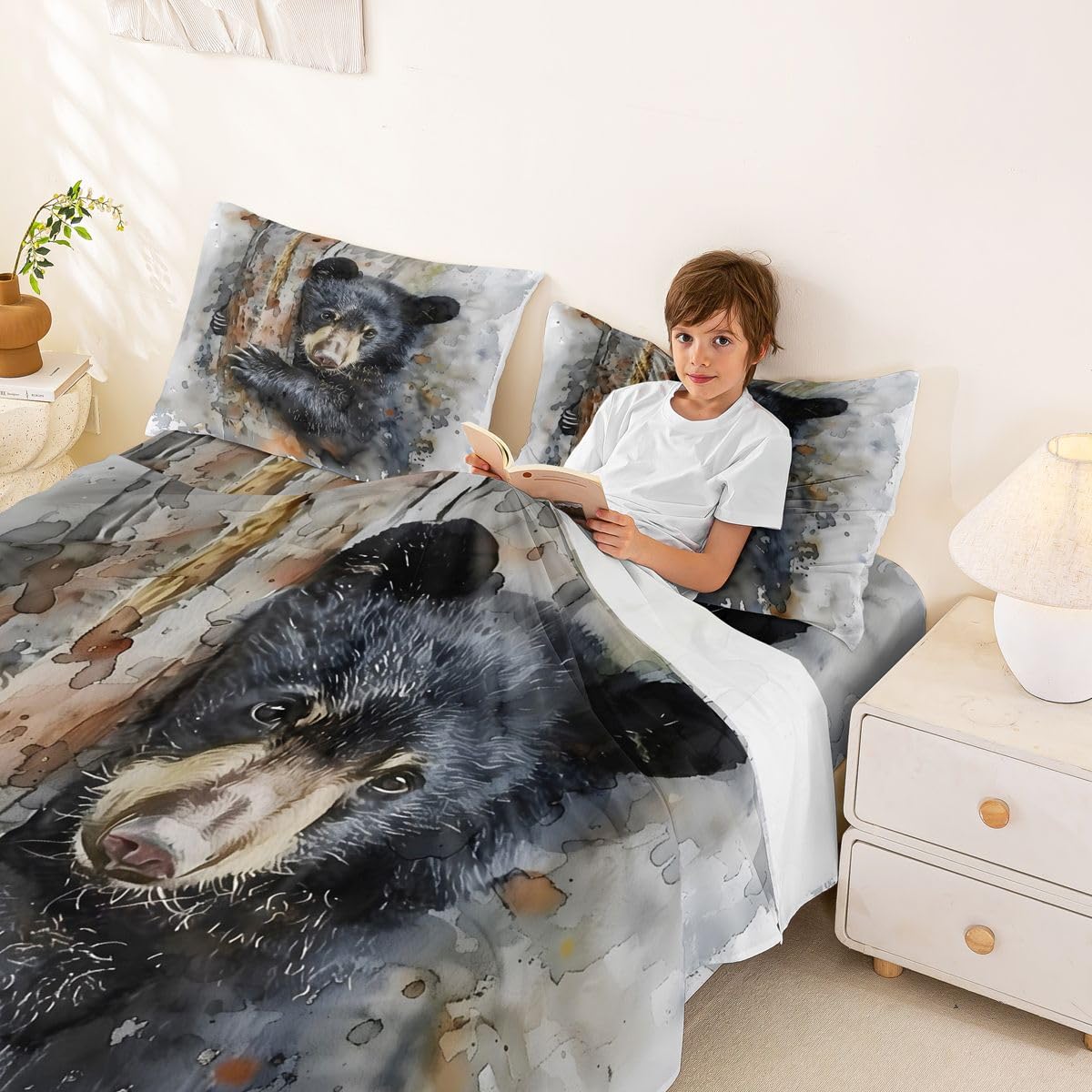 Loussiesd Komplet pościeli Black Bear King Size