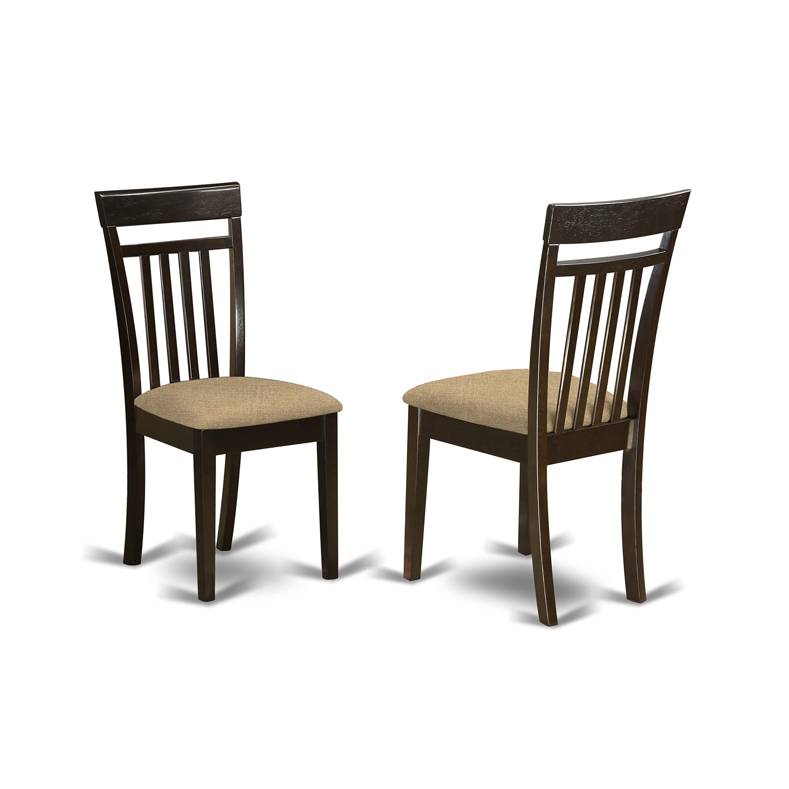 East West Furniture Kitchen Dining Faux Leather Upholstered Wooden Chairs, Set of 2, CAC-CAP-LC