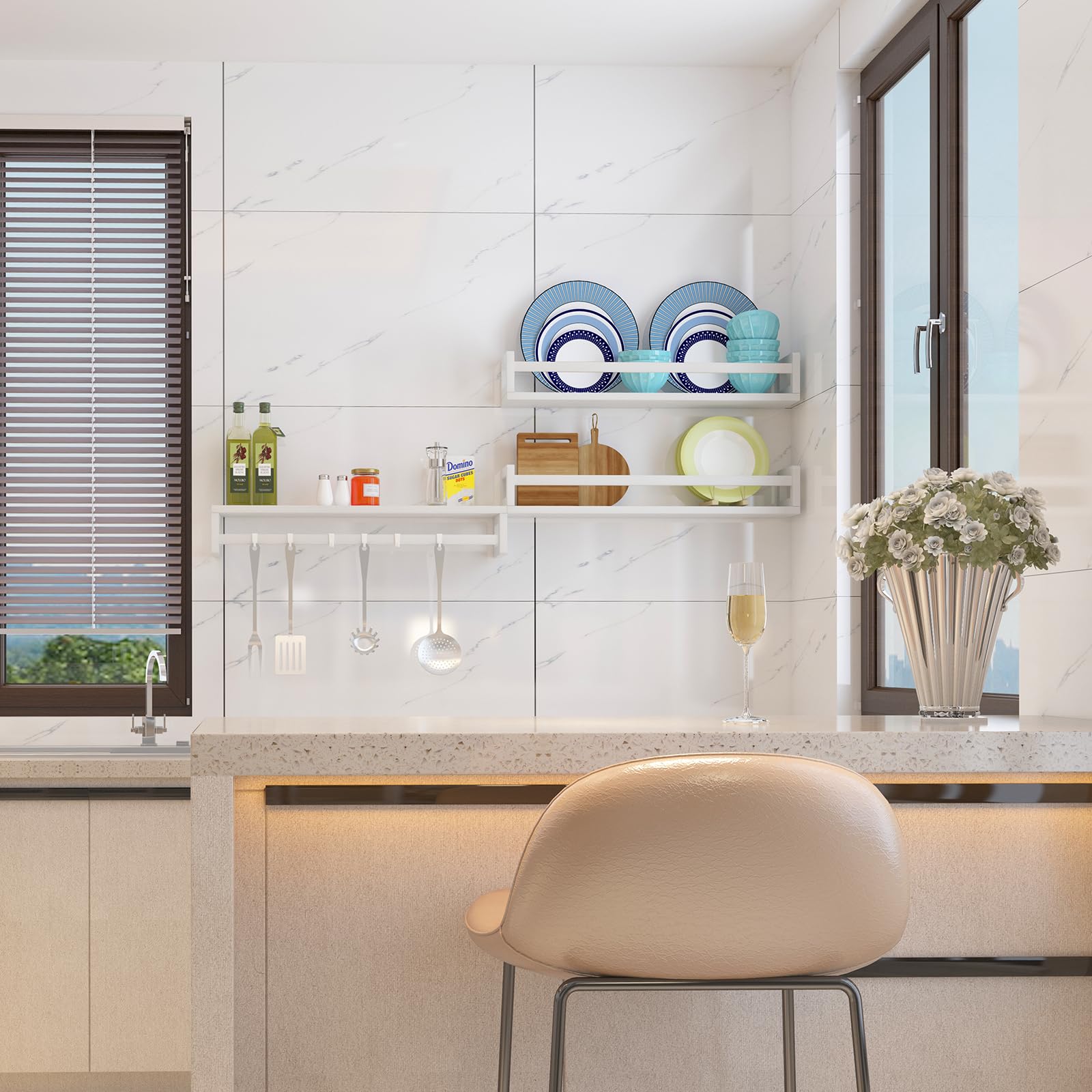 Estantes flotantes para libros de pared de 23.6 pulgadas, de madera maciza natural, juego de 3, estantes colgantes para habitación de niños, decoración de dormitorio y almacenamiento de 6