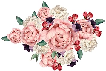 Floral Wall Decal Peony Flower Wall Sticker Peel and Stick Tulip Flowers Wall Stick Flower Removable Wall Stickers