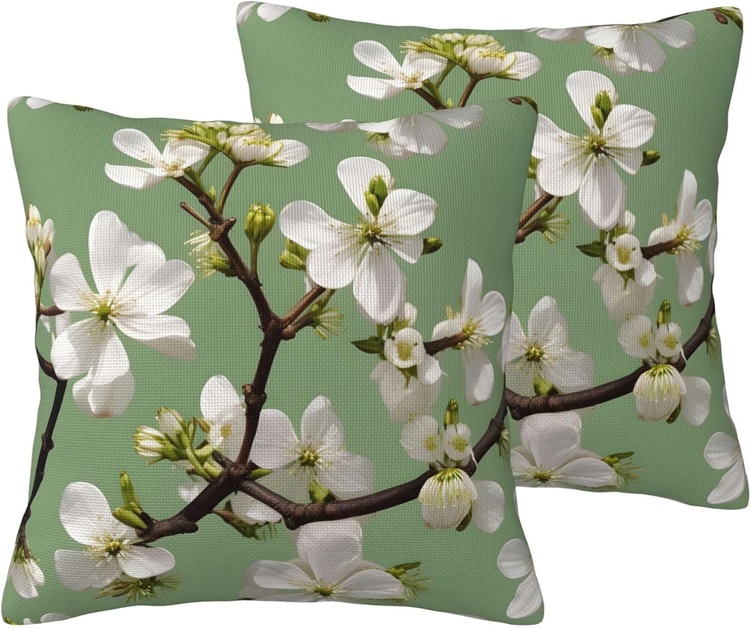 Dogwood Blossoms Imitation Linen Pillowcase -2 Sets, Fashionable Home Decoration, Used for Sofas, Gardens, beds