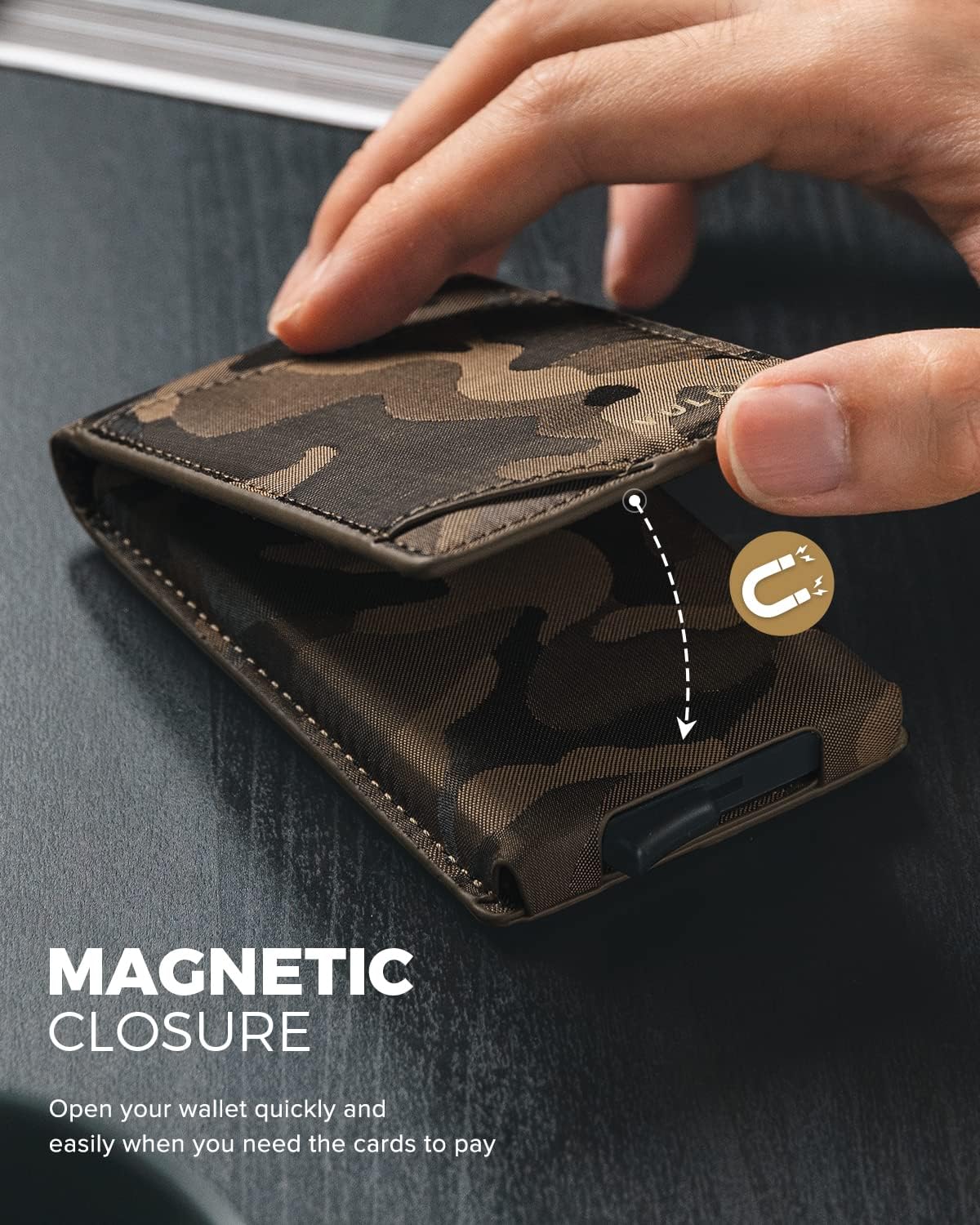 VULKIT Pop Up Wallet for Men, Credit Card Holder Minimalist Slim Bifold Wallets RFID Blocking with Gift Box Desert Camouflage
