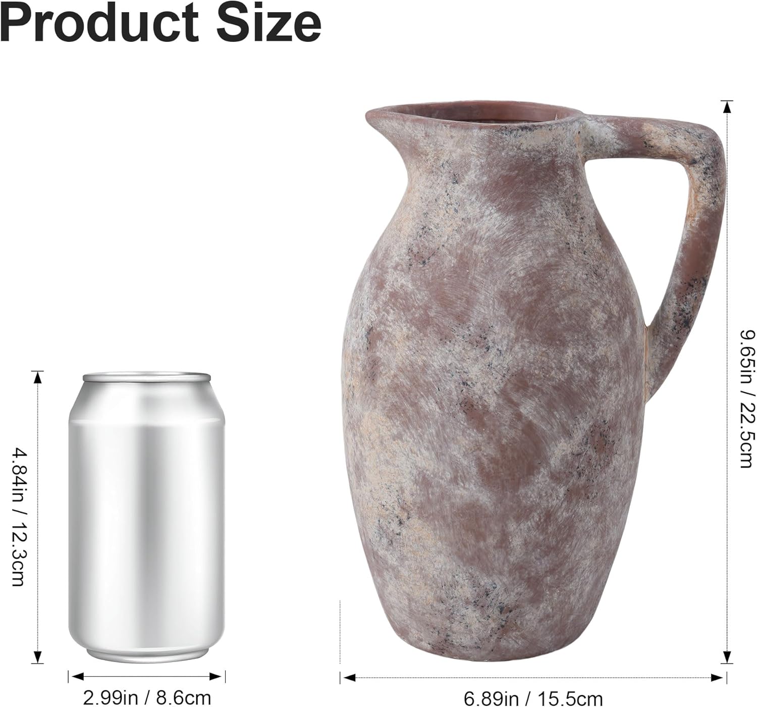 Ceramic Flower Vase with Handle, 9.65 inch Tall Ceramic Vase Home Decor Farmhouse Vases Terracotta Table Vases for Living Room Bathroom Modern Coffee Table Centerpieces Bookshelf Kitchen Fireplace