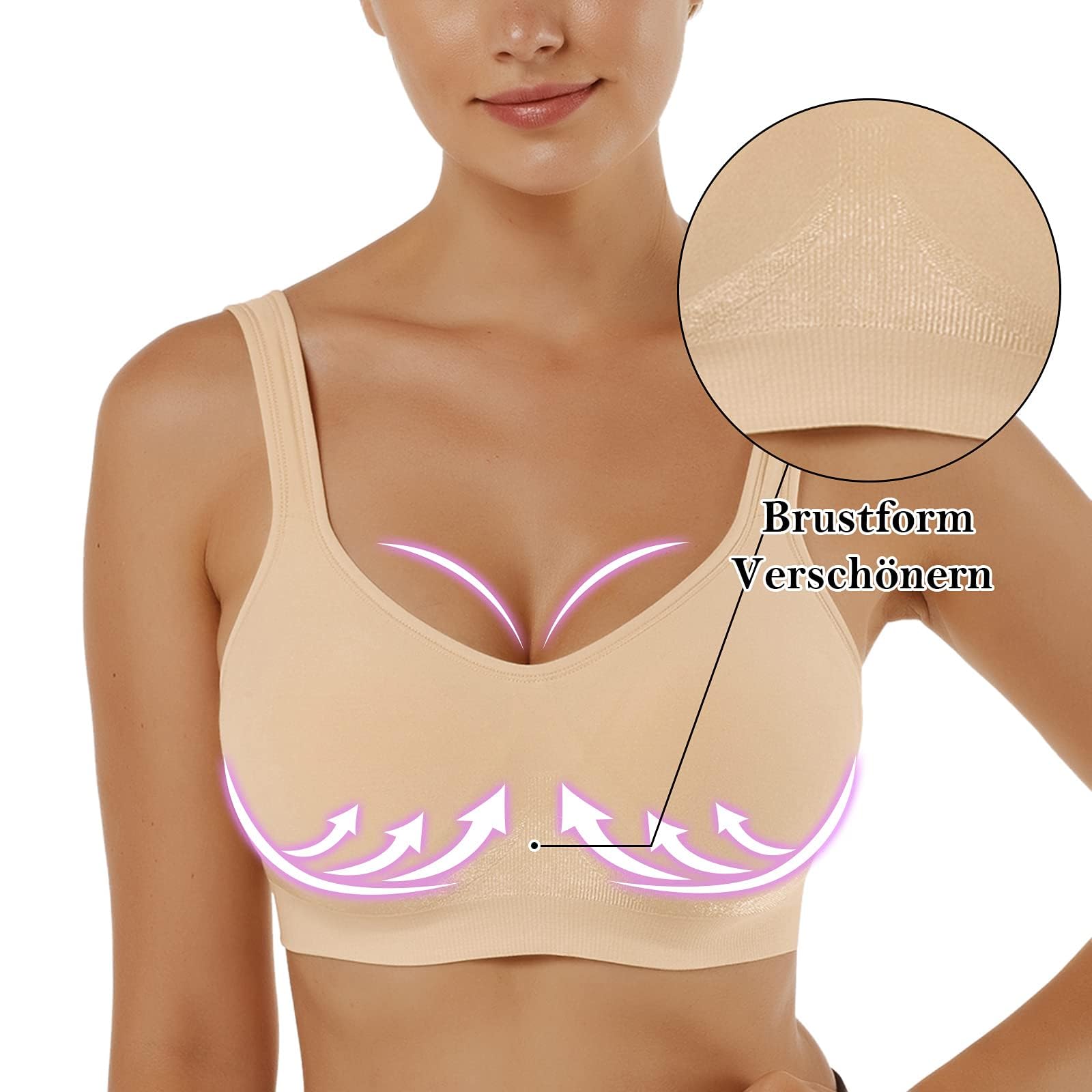 Vertvie Reggiseno Sportivo Donna 1/2/3 Set Basic Senza Ferretto Senza Cuciture Imbottite Yoga Running Reggiseno Top