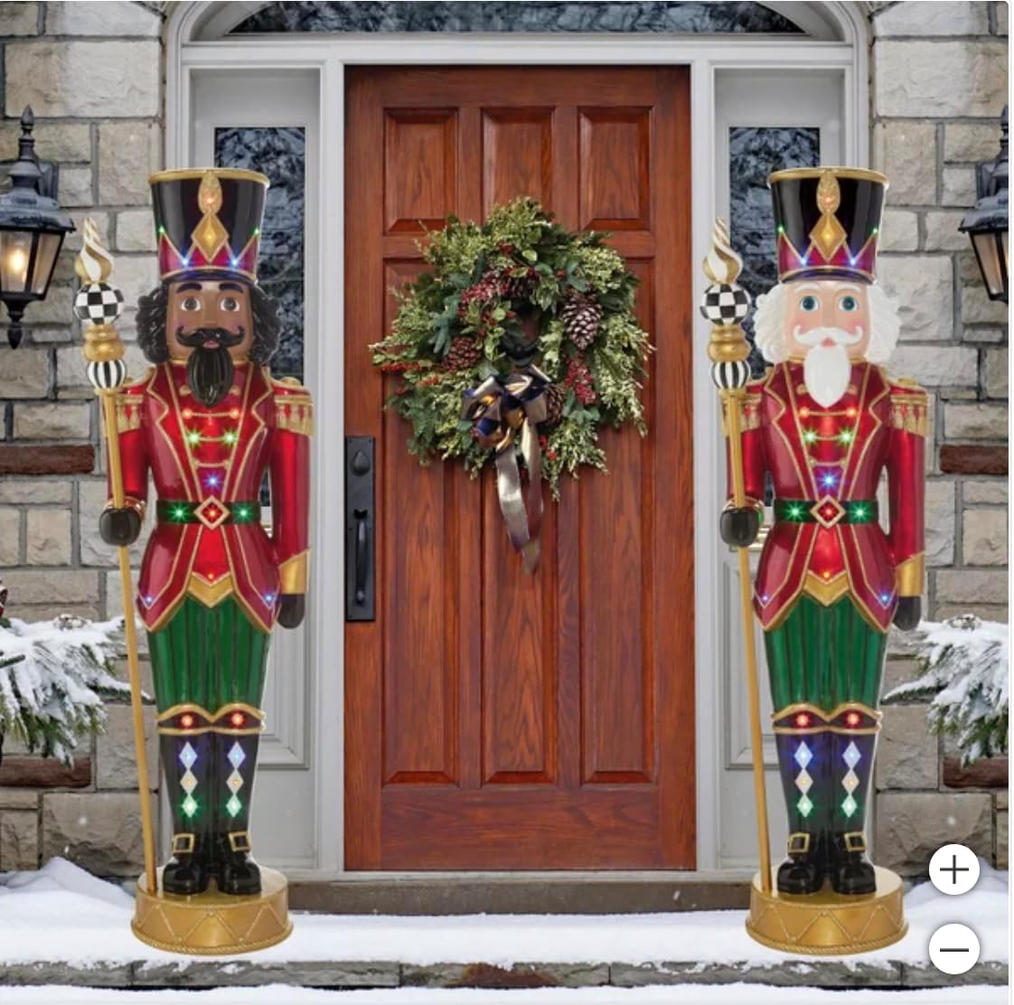 Pair of Life-Size 6' Tall Pre-Lit LED Christmas Holiday Nutcracker Toy Soldiers