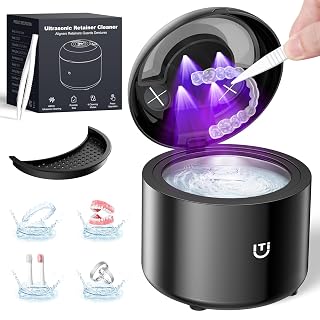 Retainer Cleaner 48kHz, Ultrasonic Retainer Cleaner Machine with 4 Modes for Dentures, Aligners, Mouthguards, Retainers, Jewelry Cleaner and Dental Cleaning Pod, 25W Ultrasonic Jewelry Cleaner - Amazon product rated Grade A
