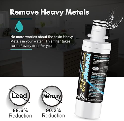 Miniatura 4 de ICEPURE PLUS ADQ747935 NSF 53&42 Reemplazo certificado para LG LT1000P MDJ64844601, Kenmore Elite 9980, LT1000PC ADQ74793501 LT1000 RWF4700A
