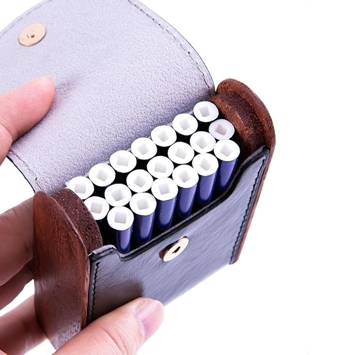 Cigarette Case PU Leather Wooden Cigarette Storage Case Portable Cigarette Organizer Case Design Pocket Carrying Cigarette Box for Men and Women Smoking Accessories (Green)