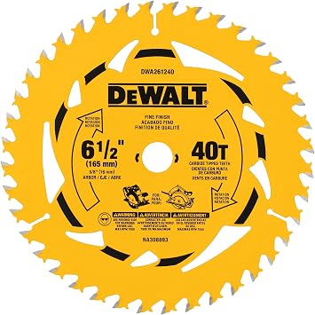 DEWALT 6-1/2 in. 40T Circular Saw Blade DWA261240