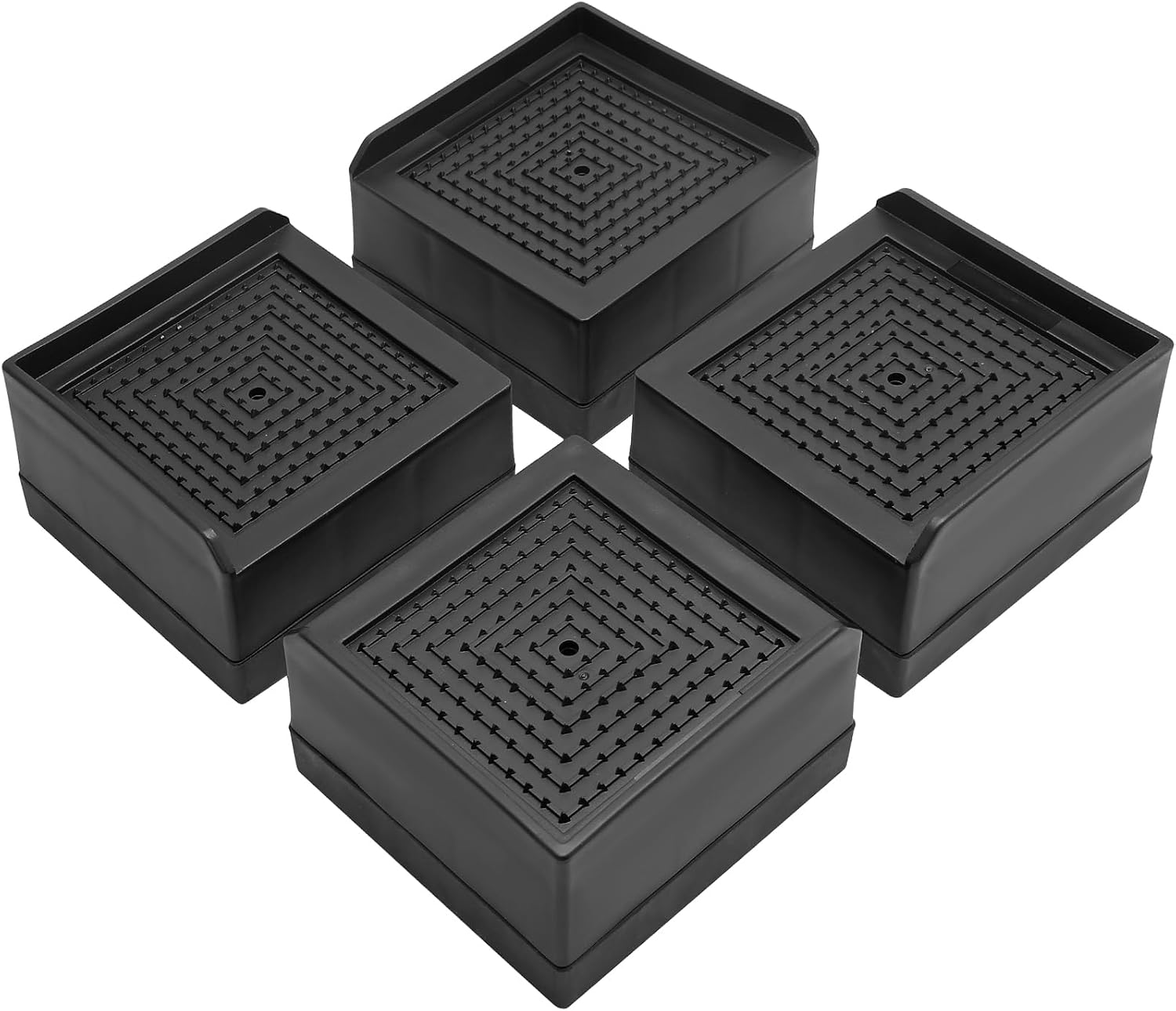 4Pack Bed Risers Heavy Duty 1.5 Inch Furniture Risers L Shaped Bed Risers Black Square Adjustable Table Legs for Bed Table Chair Sofa
