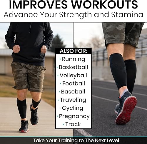 Miniatura 4 de Vive Manga de compresión de pantorrilla para hombres, mujeres (par) - Medias para soporte de férulas de espinilla, alivio de calambres en las