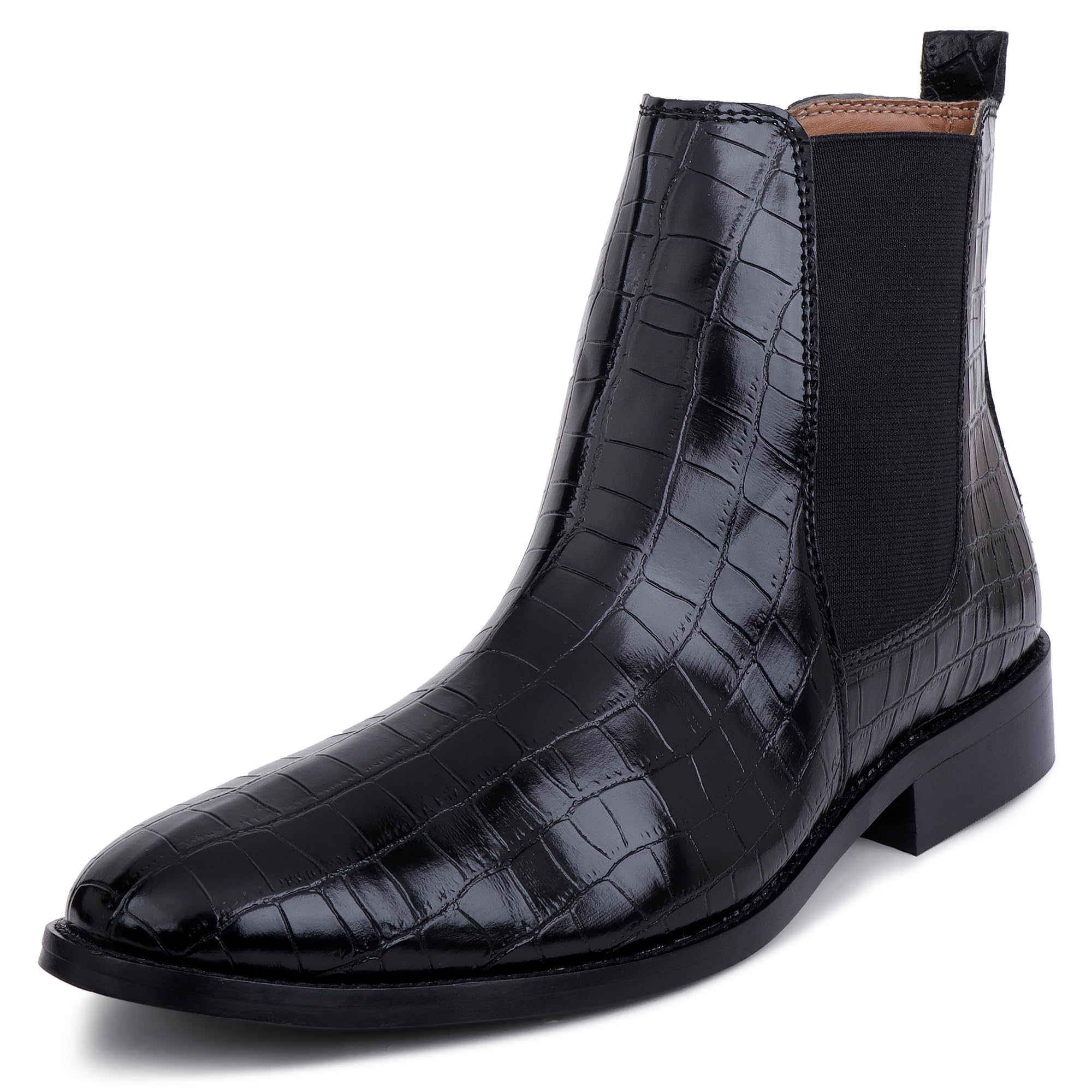 LOZANO Genuine Leather Black Croco Print Classic Chelsea Boots for Men | High Ankle, Soft Boots, Cushioned Insole, Slip-Resistance, Arch Support & Shock Absorption |Size-11| (B0CYH8HDKN) Amazon Price History, Amazon Price Tracker