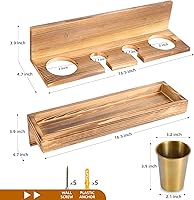 Vista 2 de UPTRUST Organizador de herramientas para el cabello de montaje en pared, juego de 2 capas de madera rústica para secadora con 4 ganchos