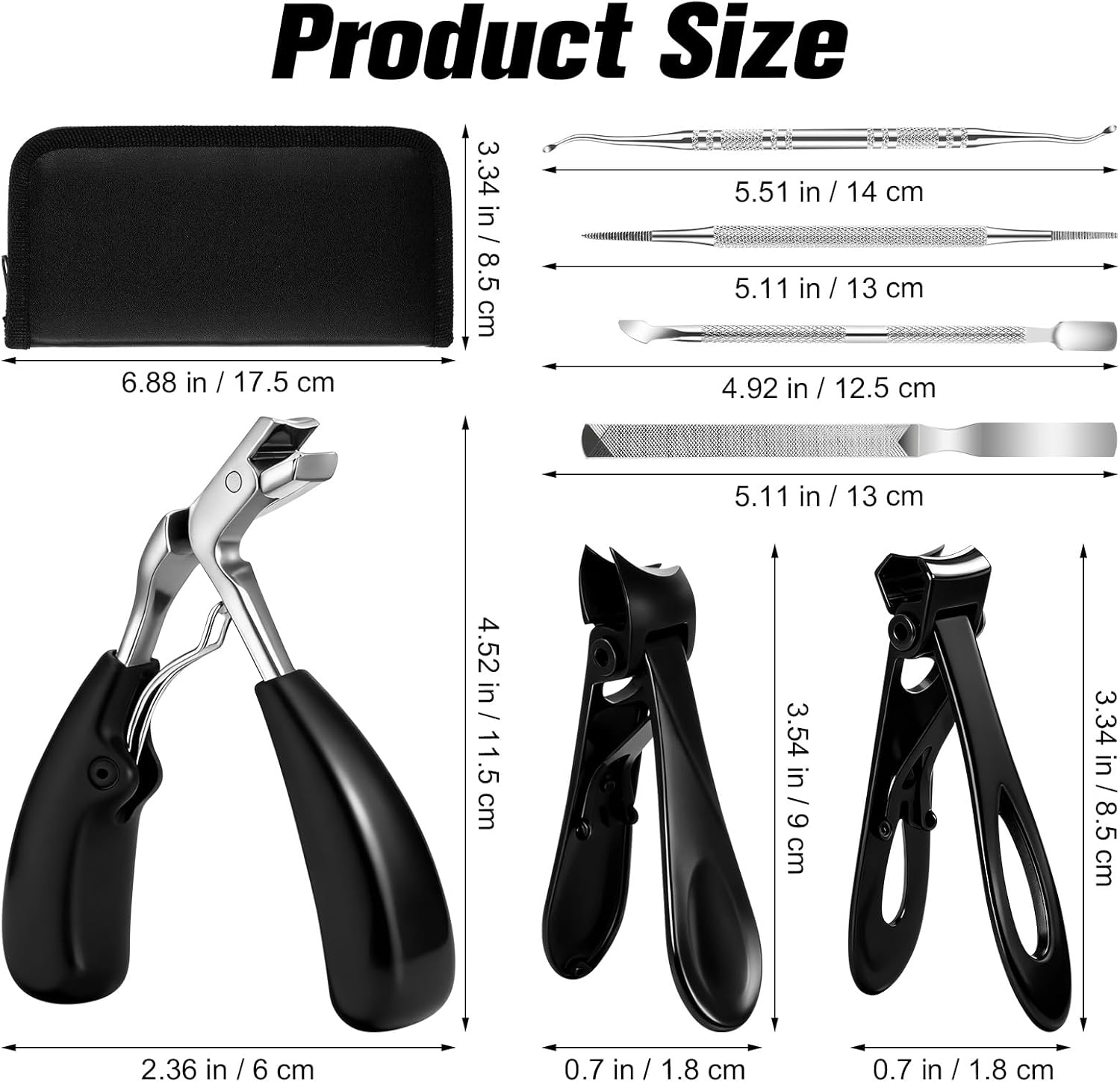 Toenail Clippers for Seniors Thick Toenails, 7-in-1 Ingrown Toe Nail Clippers, Professional Large Podiatrist Toenail Clippers Manicure Pedicure Kit for Men Women