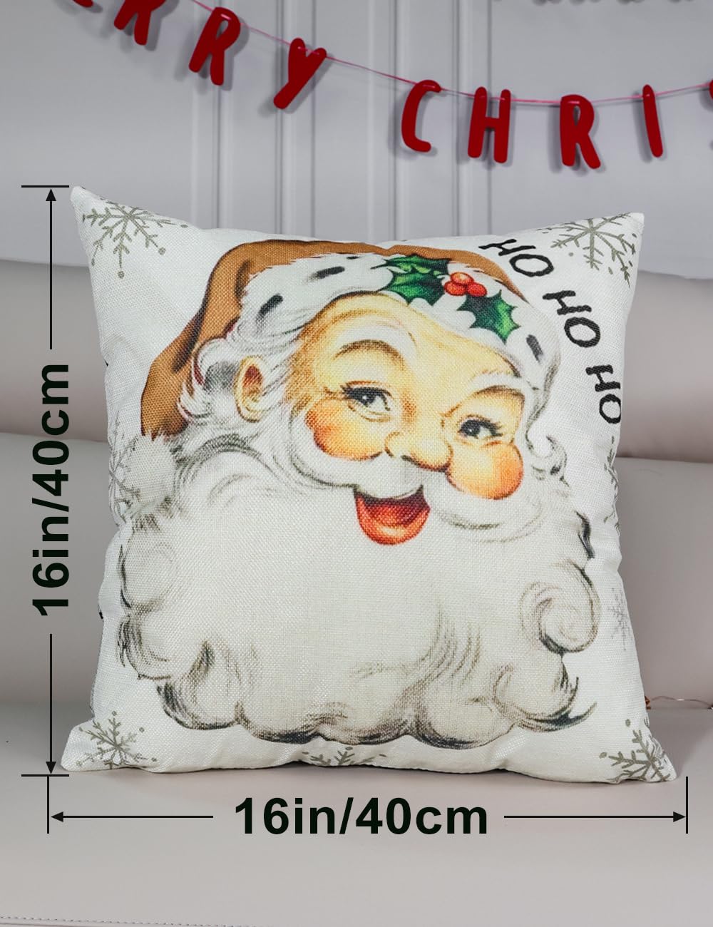 multiwins Juego de 4 fundas de almohada navideñas con estampado de doble cara de 16 x 16 pulgadas, con 8 bonitos patrones de decoración navideña, fundas de almohada perfectas para Navidad y decoración