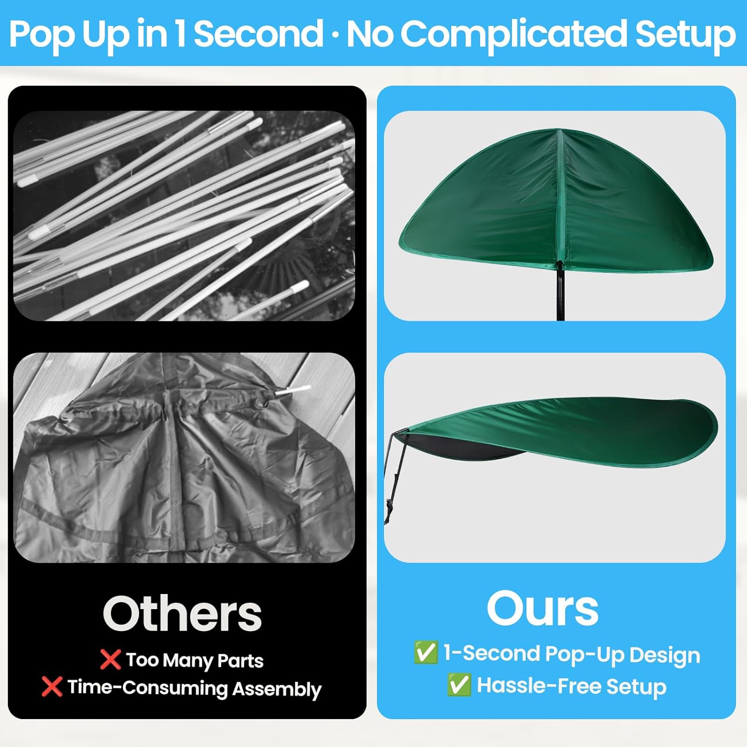 Green Adjustable Office Cubicle and Desk Shade, 55" Extra Large Privacy Shade for Desk, Blocks Overhead Light Glare and Distractions, 360° Rotating Height Adjustable Desk Canopy for Office Workspace