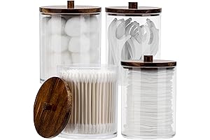 Tbestmax 4 Pack Qtip Holder Dispenser Storage Jars