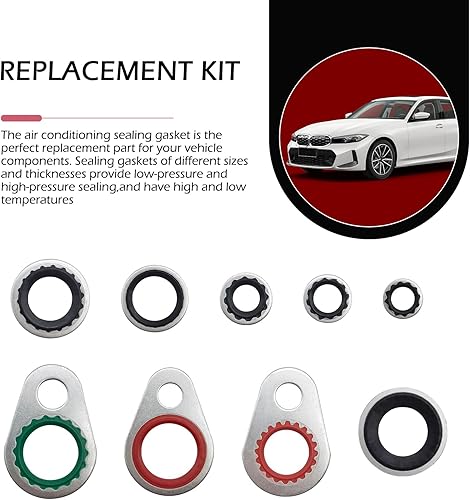 Miniatura 7 de Dogary 60 juntas de compresor de sistema de aire acondicionado para automóvil, arandela protectora de puerto de compresor antifugas, kit surtido de