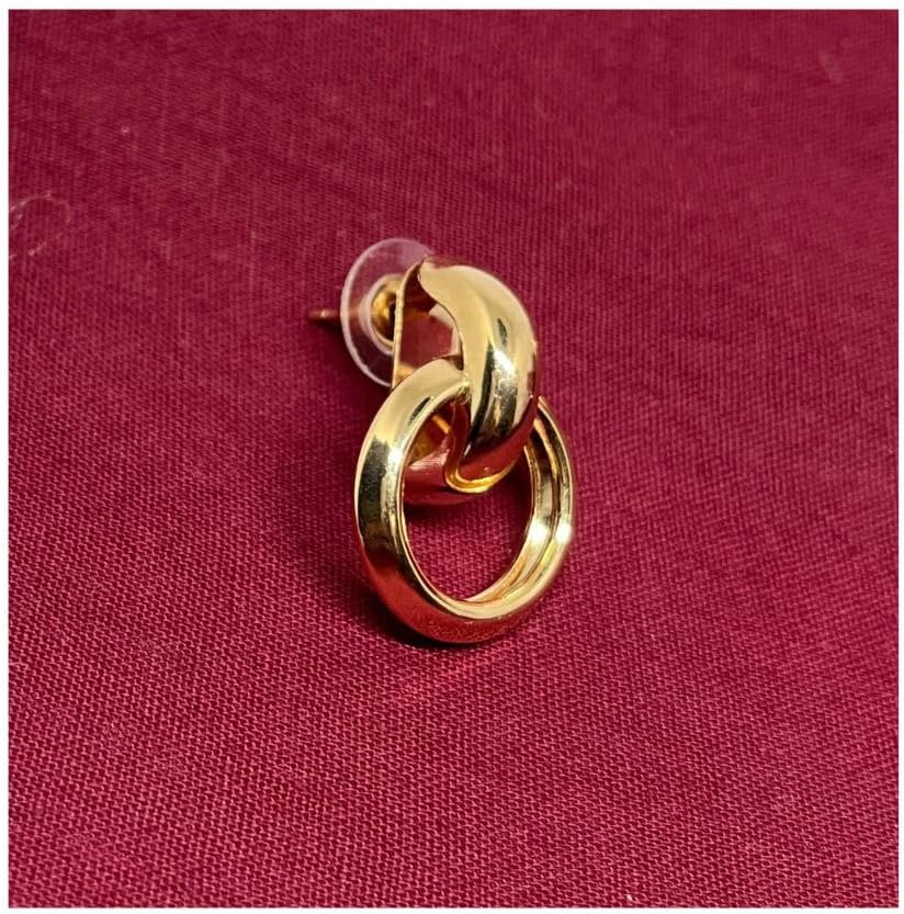 Zyrena Gold Tone Single Ring Dangle Earrings for Women, Trendy Jewellery, Earings for Women. - Image 3