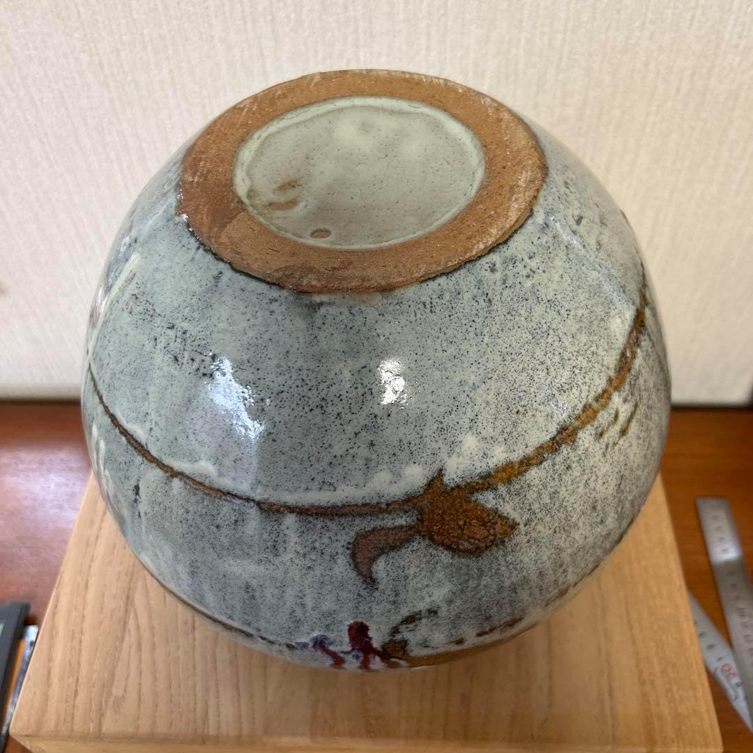 益子焼　【河原建雄】作　松皮紋　苔釉　大壺　花入れ　花瓶　共箱　陶歴書　オブジェ 81uR4+TF8mL._UF350,350_QL80_.jpg