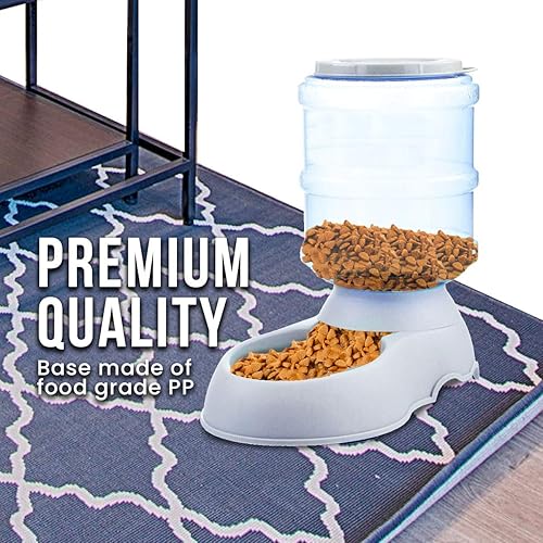 Vista 5 de Zento Deals Alimentador automático autodispensable para mascotas, recipiente de almacenamiento para reponer alimentos de alta calidad, gravedad