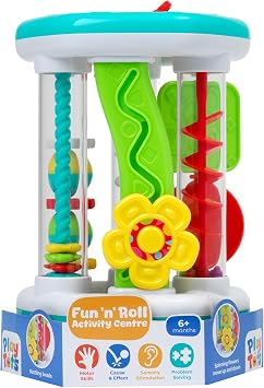 John Adams | Play Tots - Fun 'n' Roll Activity Centre | 8 infant activities to develop hand-eye coordination including rattling beads and spinning flowers | Baby and Toddler Toys | Ages 6m+