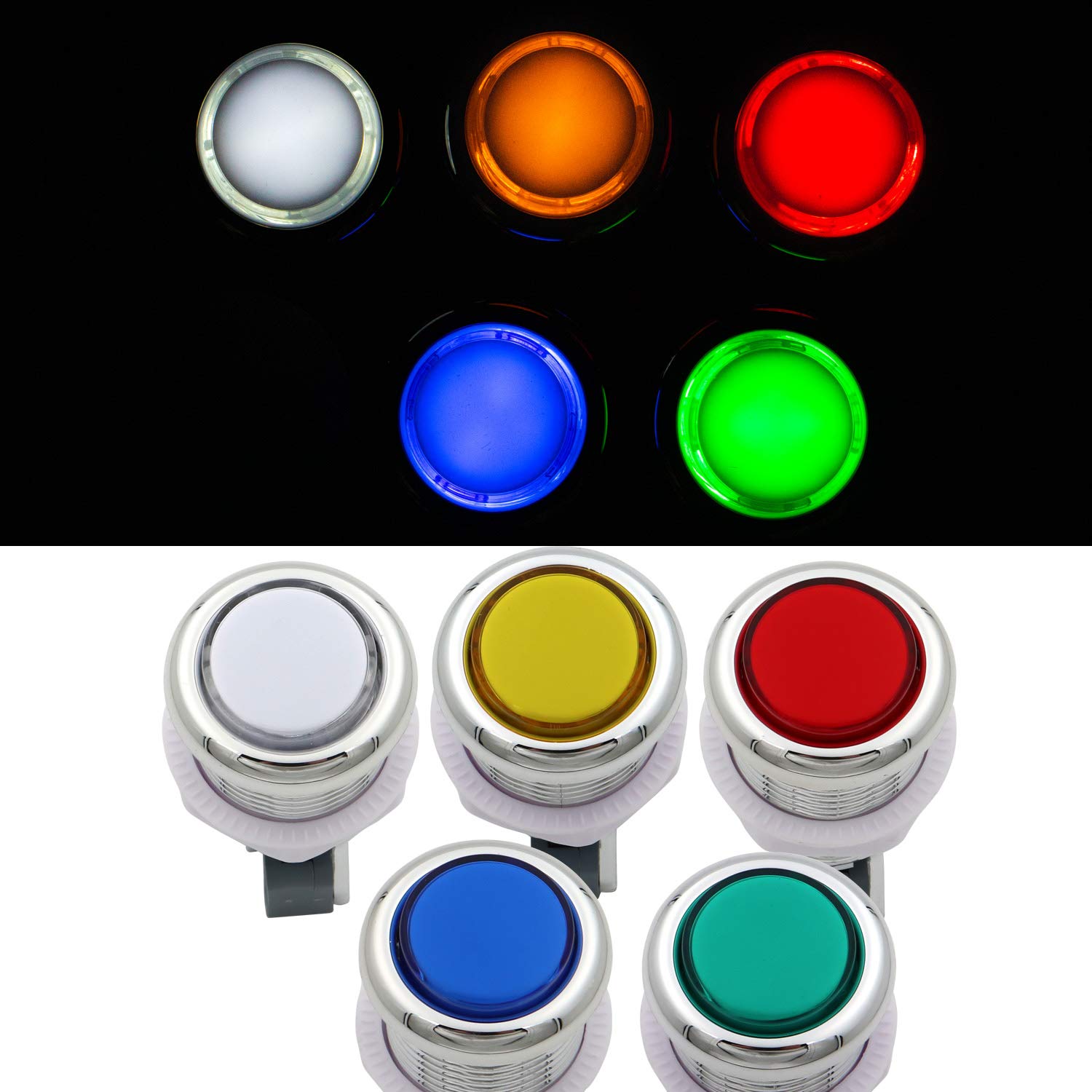 SJ@JX Arcade 2 Player Game Controller Stick DIY Kit LED Buttons Chrome Paint MX Microswitch 8 Way Joystick USB Encoder Cable for PC MAME Raspberry Pi Red Blue