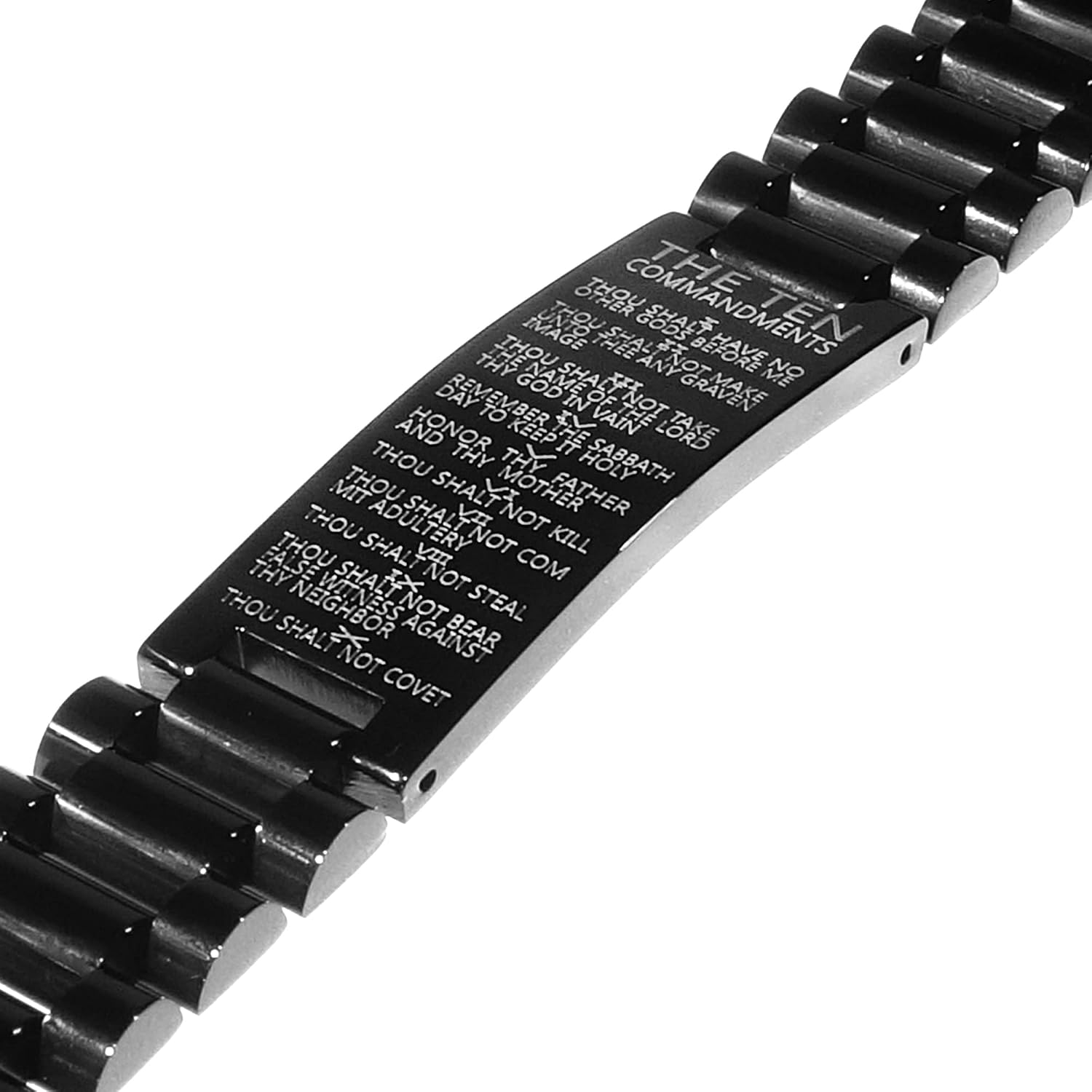 Christian Bracelet Lord's Prayer or TEN COMMANDMNTS Black Stainless steel High precision Solid Adjustablele Various styles Gift for Christians