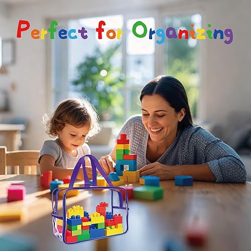 Miniatura 3 de Paquete de 6 bolsas grandes de almacenamiento de juguetes, bolsas organizadoras de juguetes con doble cremallera, reutilizables, a prueba de polvo,