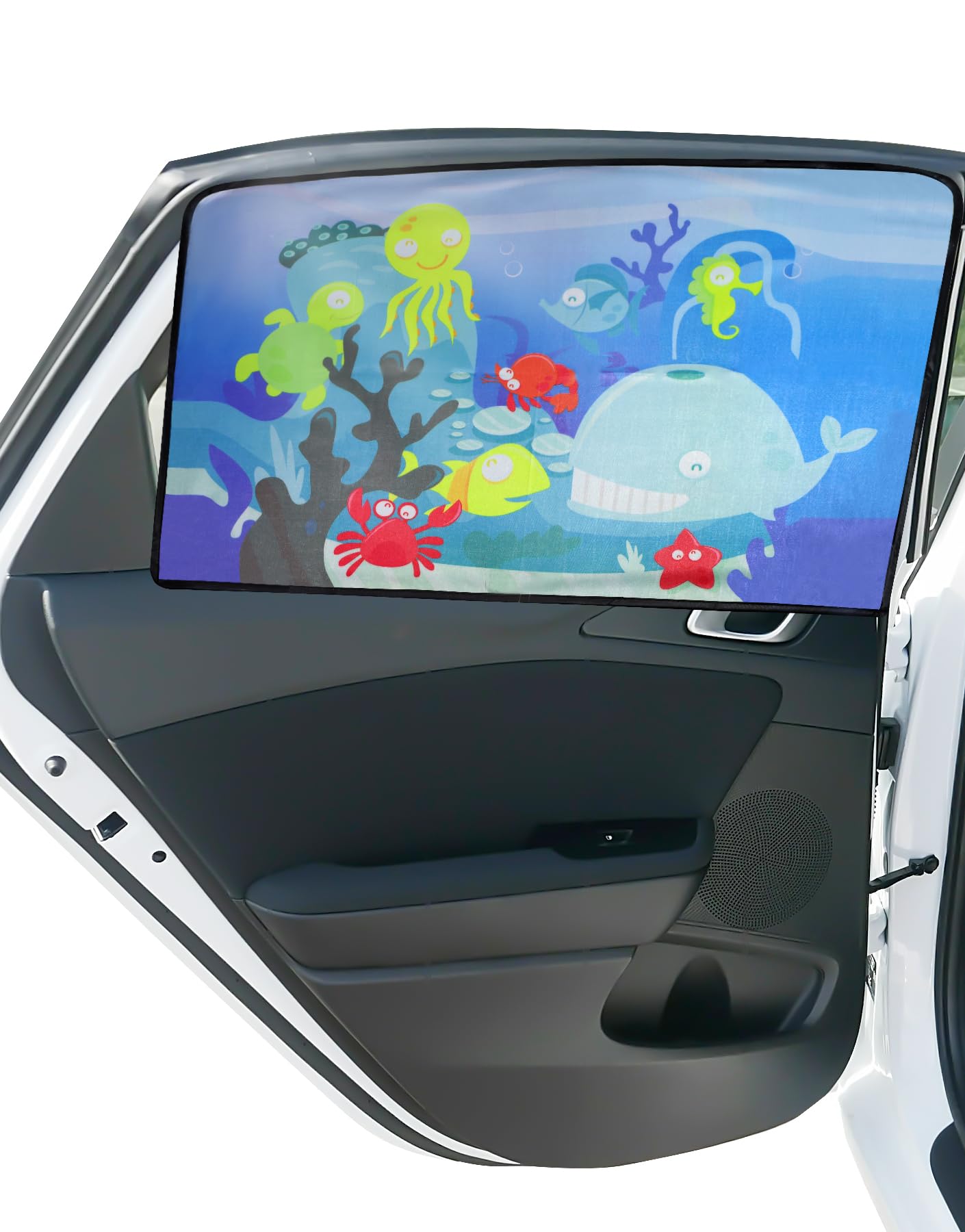 NebulaGlam 2 Unidades Parasol Magnético, Protección Solar Magnética para Automóviles, Patrón del Fondo Marino, Parasol Coche Bebe con Protección UV, para Ventana Trasera