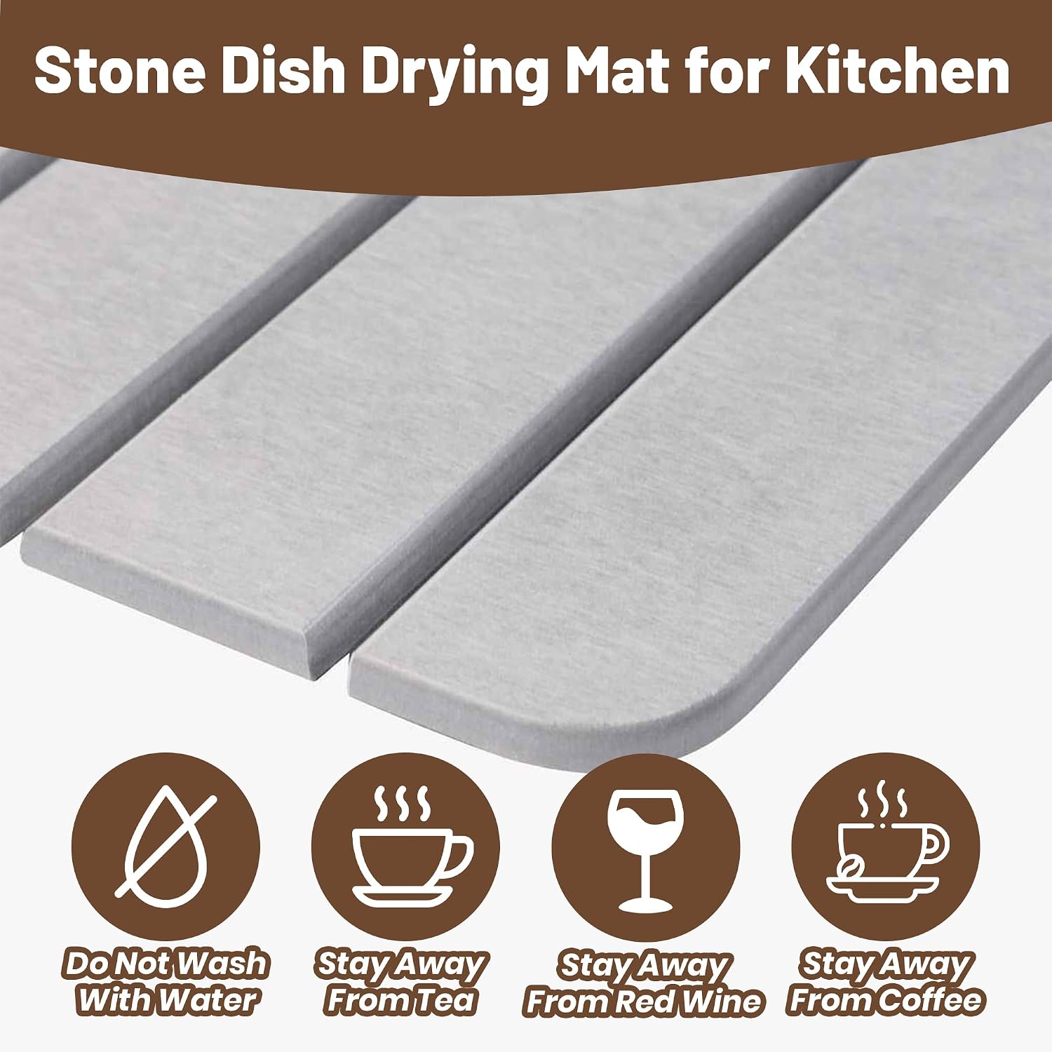 Extra-Large Storm Drying Mat, Ultra-Absorbent, Fast Drying, Non-Slip for Kitchenware, Dishes, and Countertops (Dark Grey, 70cm x 39cm)
