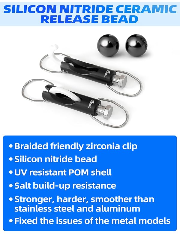 BLUEWING 2pcs Upgraded Zirconia Outrigger Release Clips UV Resistance Downrigger Clips with 1-60 lbs Adjustable Tension for Trolling Fishing, Black by BLUEWING - Image 2