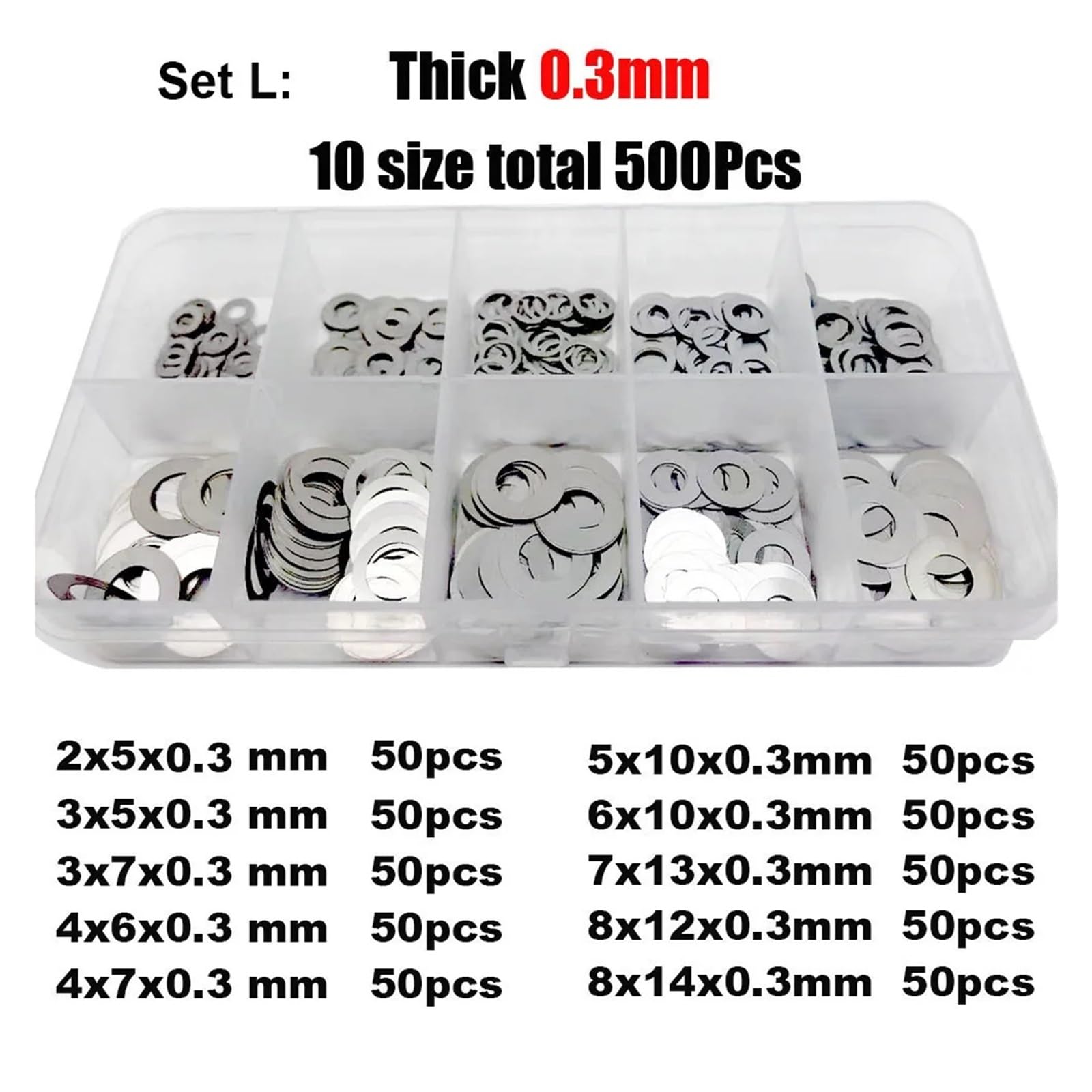 500/750/1200 pièces M2 M3 M4 M5 M6 M7 M8 304 A2 ensemble de rondelles Ultra fines en acier inoxydable cale de réglage joint uni Kit d'assortiment boîte