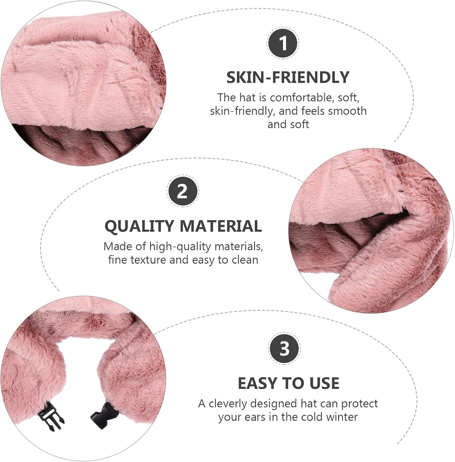 Alipis Winter Plush Trapper Hat for Women with Thickened Windproof Ear Protection, Outdoor Warm Classic Style Cap in Pink