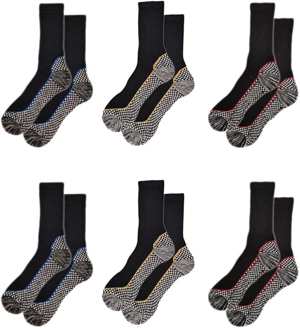 Sock Stack Work Socks 6 Pairs Of Men's Bamboo Breathable Anti Sweat Heavy Duty Anti Bacterial Summer Work Sock, UK 6-11