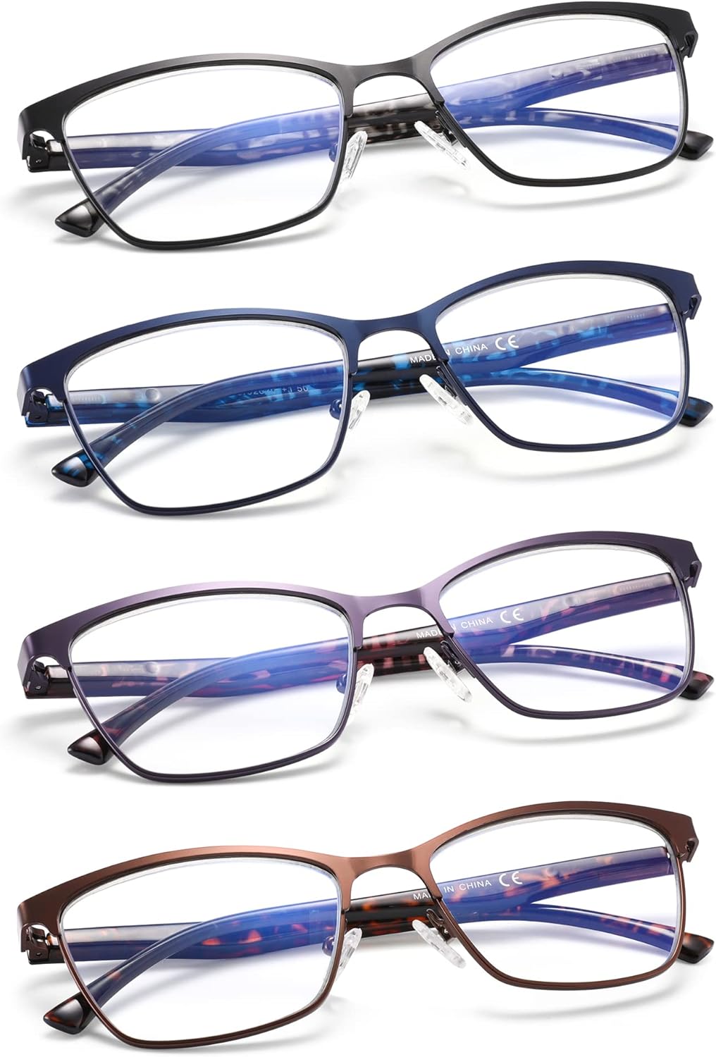 HIYANJN 4 Pack Reading Glasses For Women Men Blue Light Blocking Metal Stainless Frame Eyeglasses Computer Spring Hinger Readers 2.75 - Image 2