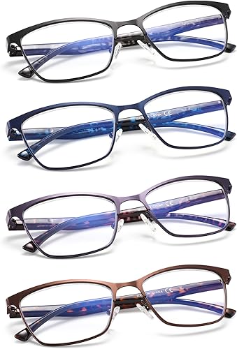 Miniatura 8 de Gafas de lectura progresivas para mujeres y hombres, con bloqueo de luz azul, marco de metal, lentes para computadora con resorte, lectores Hinger