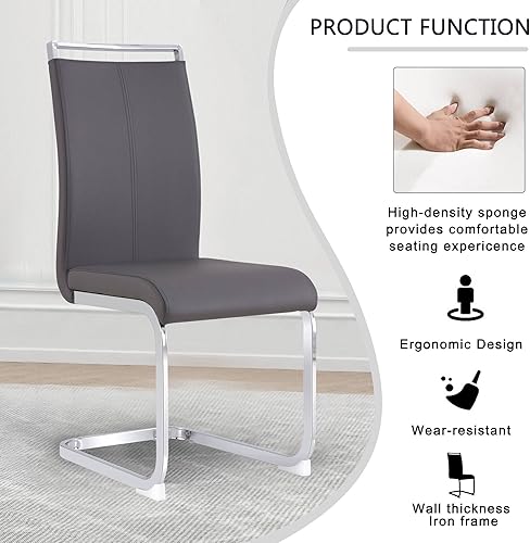 Miniatura 83 de Sillas de Comedor Modernas - Juego de 4 sillas para mesa de comedor, sillas de comedor blancas, patas cromadas plateadas para comedor, sillas de