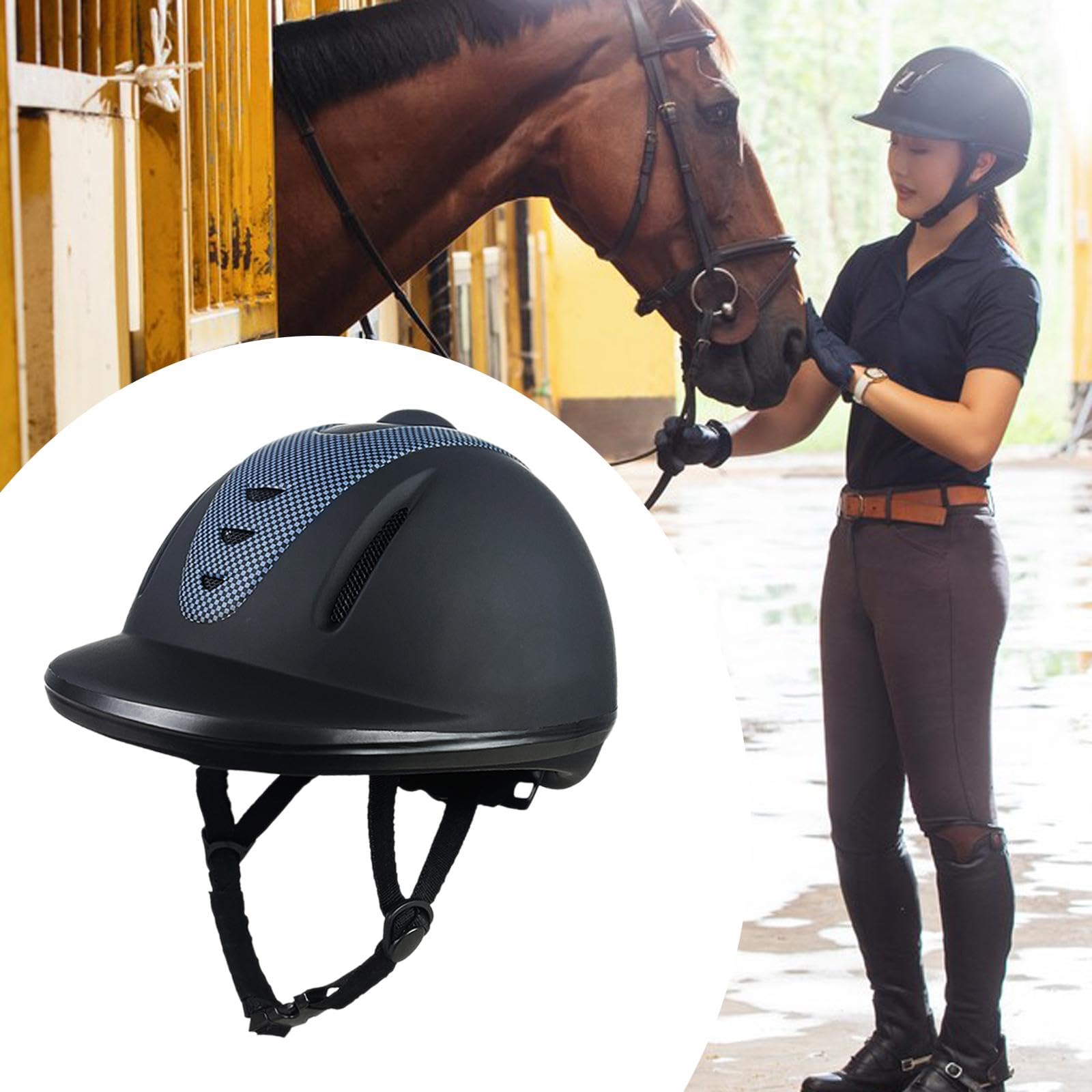 Almencla Reithelm Luftdurchlässiger Equestrian Pferdesporthelm Verstellbar Schlagfest mit Weichem Innenfutter für Kinder Erwachsene Outdoor Radfahren