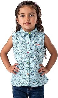 بلوزة بتصميم مشجر للبنات الصغيرات من نينوس - ازرق