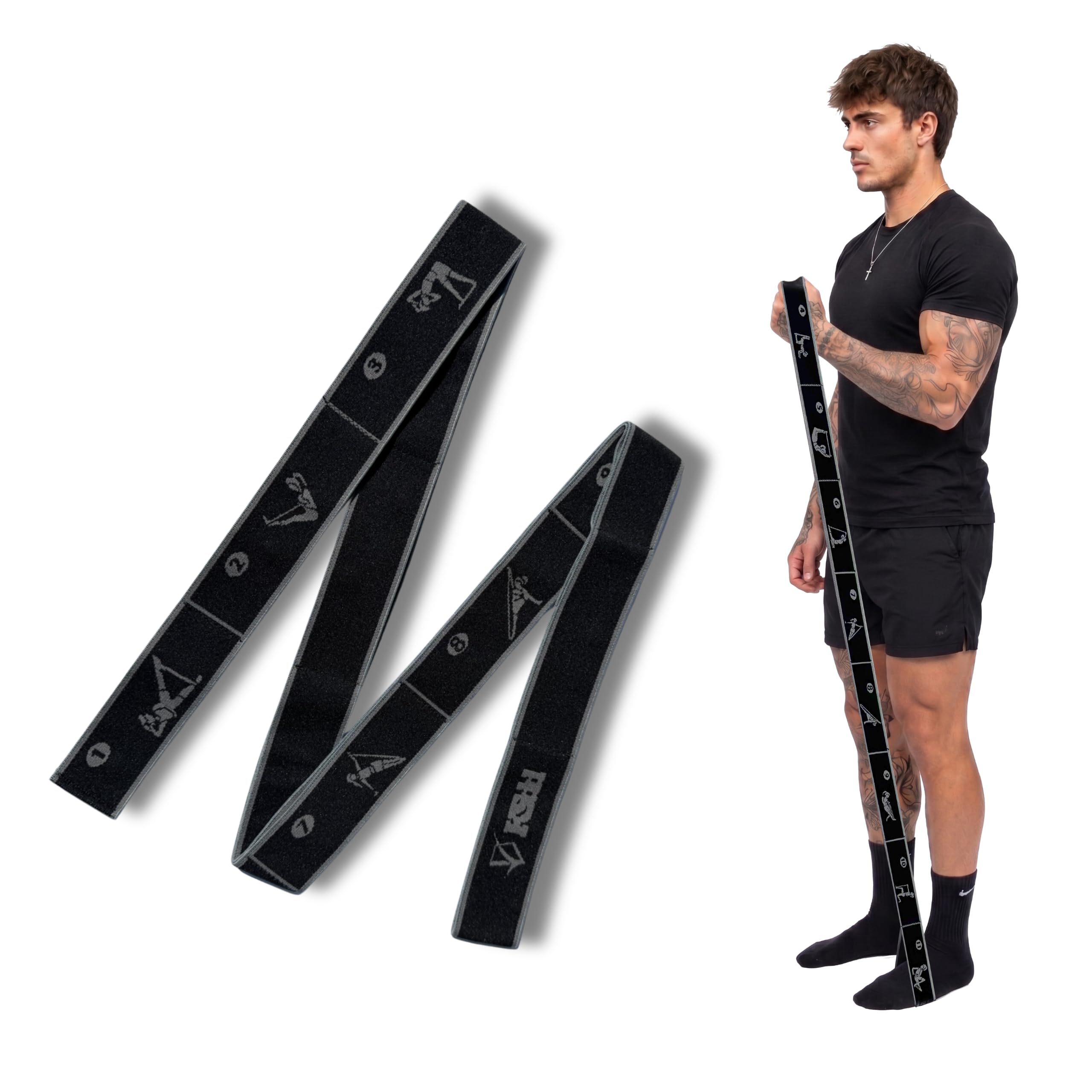 Banda de resistencia de tela para ejercicio y entrenamiento de fuerza con 11 bucles, banda elástica antideslizante para entrenamientos, yoga, pilates y terapia física
