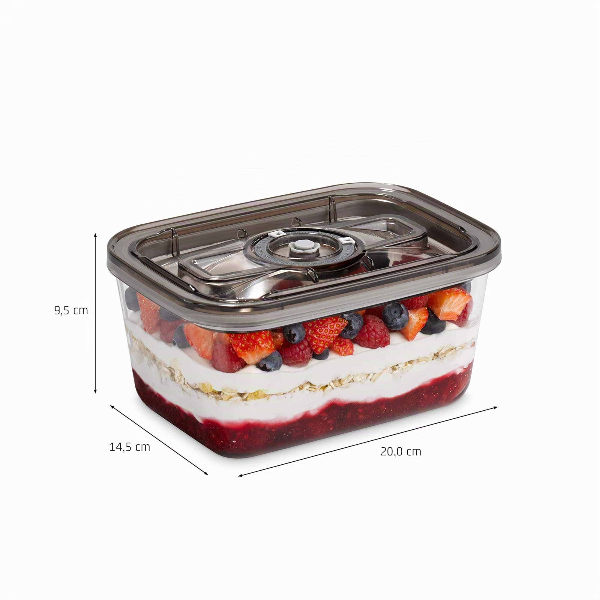 Caso VacuBoxx Eco-Set, 3 récipients sous vide en verre borosilicaté, y compris tuyau de mise sous vide & adaptateur, résistant à la chaleur, lavable au lave-vaisselle, adapté à la congélation