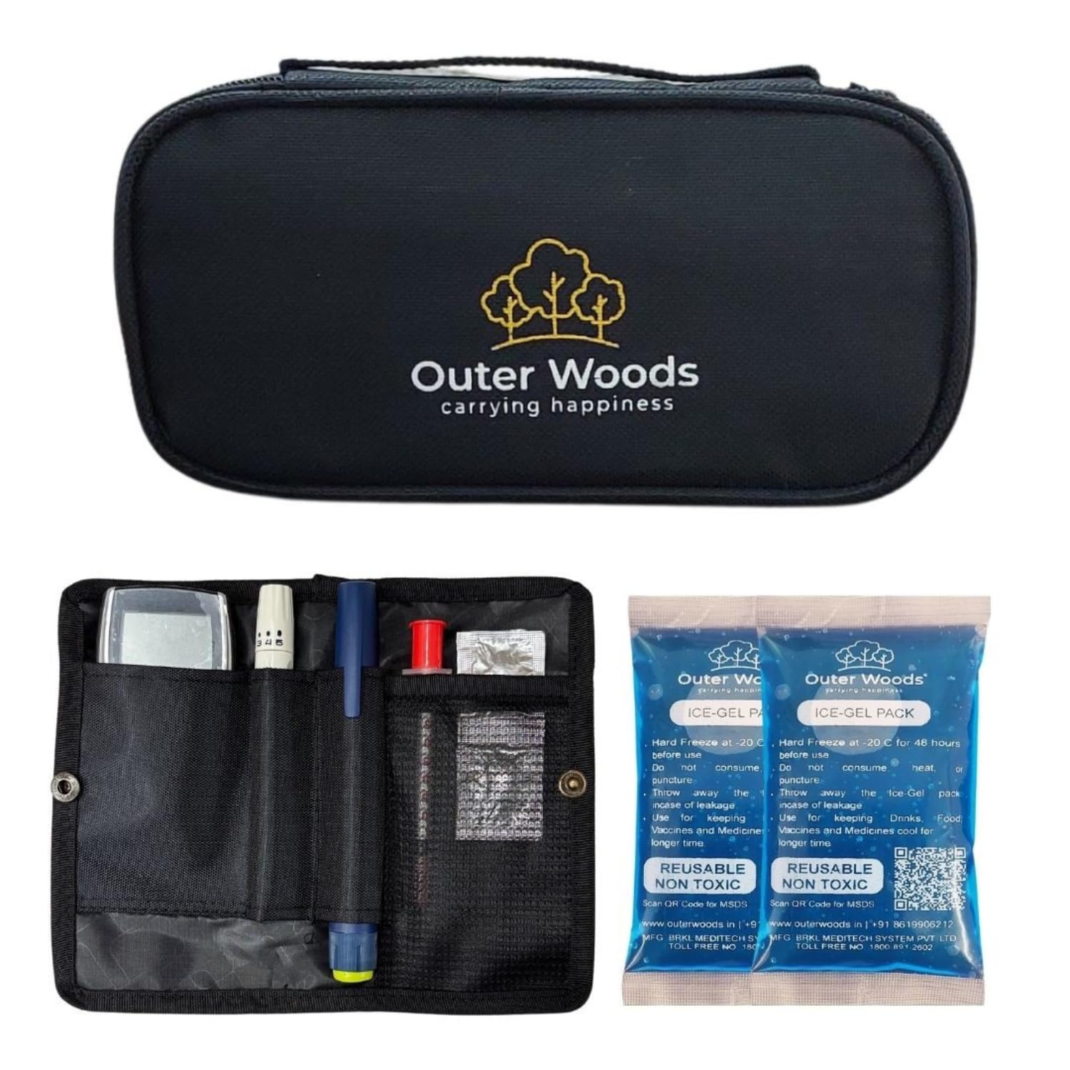 Outer Woods Insulin Cooling Travel Pouch for Diabetics with Two Ice Gel Packs - Black | Cold Pack for Insulin | Insulin Carrier Bag | Keep Insulin Safe and Cool for 6 to 8 Hours-image-16