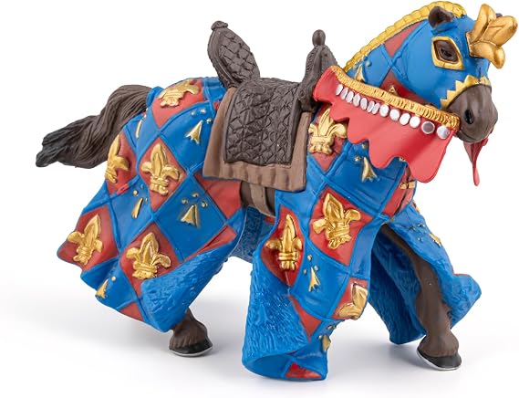 Papo Blue Fleur-de-LYS Horse Figurine, Fantasy Collection, Kids Ages 3+