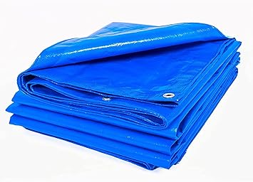 NEX 30FT x 24FT Cut 120GSM Blue Multilayer Durable Cross Laminated Tarpaulin | Tirpal | Thadika | Tadpatri, 100% Waterproof, Extra Strong, Eco Friendly, UV Resistant (with Strong Aluminum Eyelets)