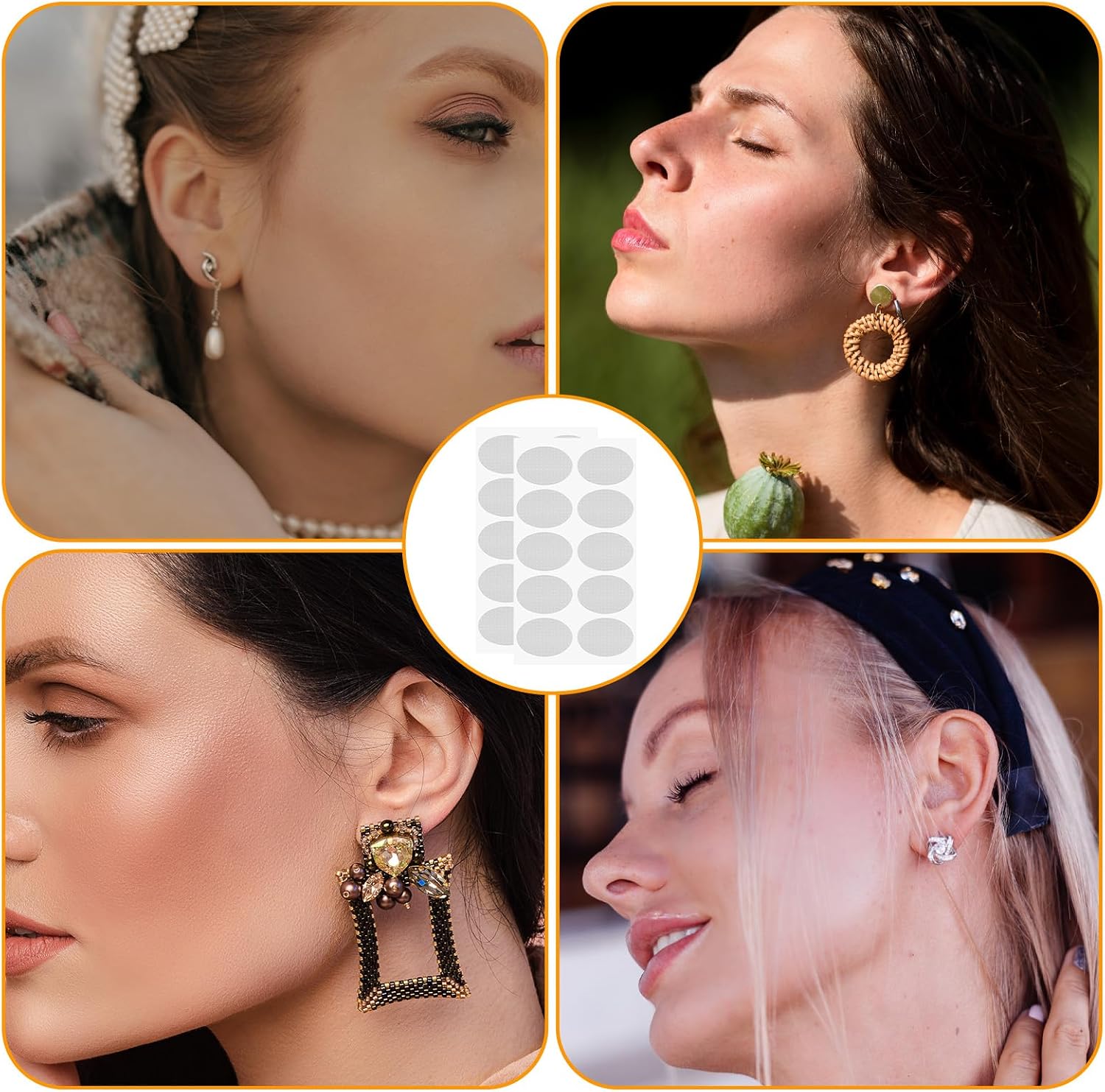 600 PCS Clear Earring Stickers for Heavy Earrings, Ear Lobe Support Patches Ear Stickers Invisible Earring Sticker for Split Earlobes Ears Care Products for Torn or Stretched Ears Piercings