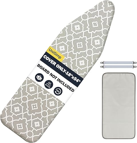 Funda y almohadilla para tabla de planchar de 18 x 54 pulgadas, algodón natural extra grueso, resistente al quemado y a las manchas, cubierta de