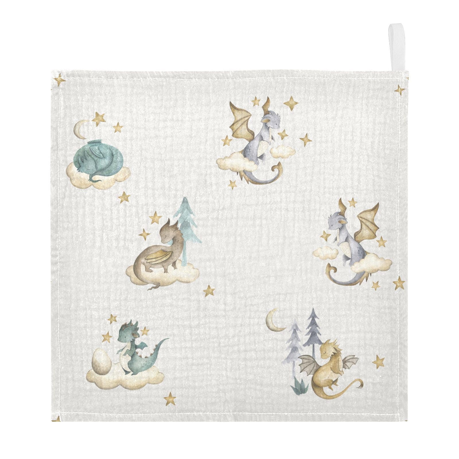vvfelixl Dragon Baby Baby Burp Cloths Baby Muslin Washcloths for Boys Girls Cotton Baby Face Towel for Newborn Infants Soft and Absorbent 11.8 X 11.8 in, 5 Pack